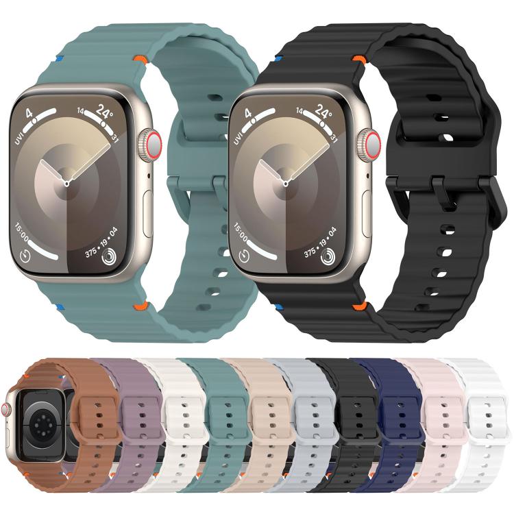 For Apple Watch 42mm / 41mm / 40mm / 38mm Kalebol Wavy Grain Stitched Silicone Watch Band(Starlight) - Watch Bands by Kalebol | Online Shopping UK | buy2fix