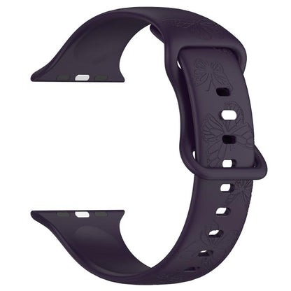 For Apple Watch 42mm / 41mm / 40mm / 38mm Kalebol 8-shaped Buckle Butterfly Embossed Silicone Watch Band(Dark Purple) - Watch Bands by Kalebol | Online Shopping UK | buy2fix