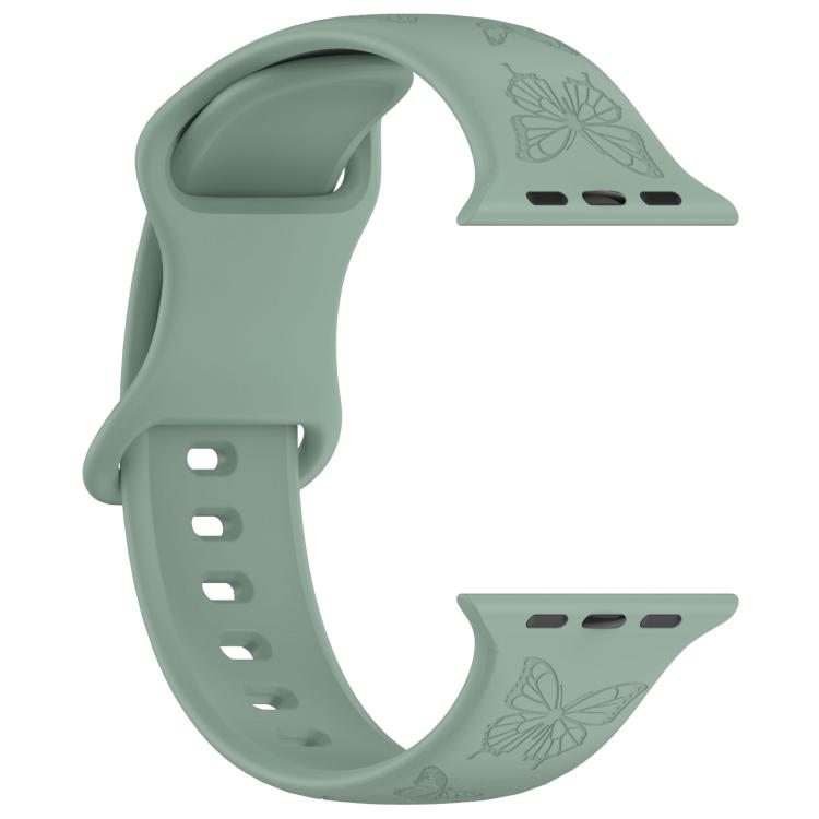 For Apple Watch 42mm / 41mm / 40mm / 38mm Kalebol 8-shaped Buckle Butterfly Embossed Silicone Watch Band(Olive Green) - Watch Bands by Kalebol | Online Shopping UK | buy2fix