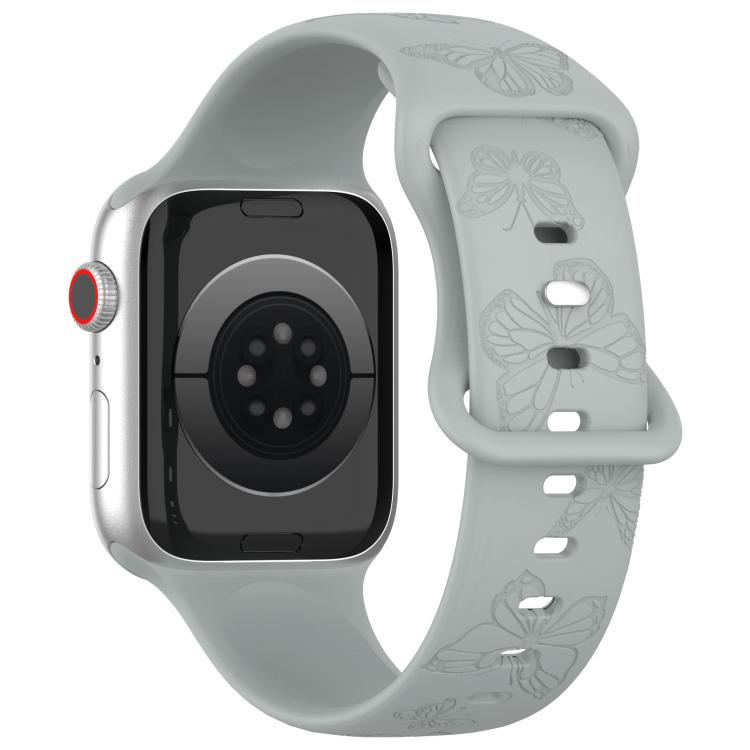 For Apple Watch 42mm / 41mm / 40mm / 38mm Kalebol 8-shaped Buckle Butterfly Embossed Silicone Watch Band(Grey) - Watch Bands by Kalebol | Online Shopping UK | buy2fix