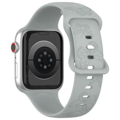 For Apple Watch 42mm / 41mm / 40mm / 38mm Kalebol 8-shaped Buckle Butterfly Embossed Silicone Watch Band(Grey) - Watch Bands by Kalebol | Online Shopping UK | buy2fix