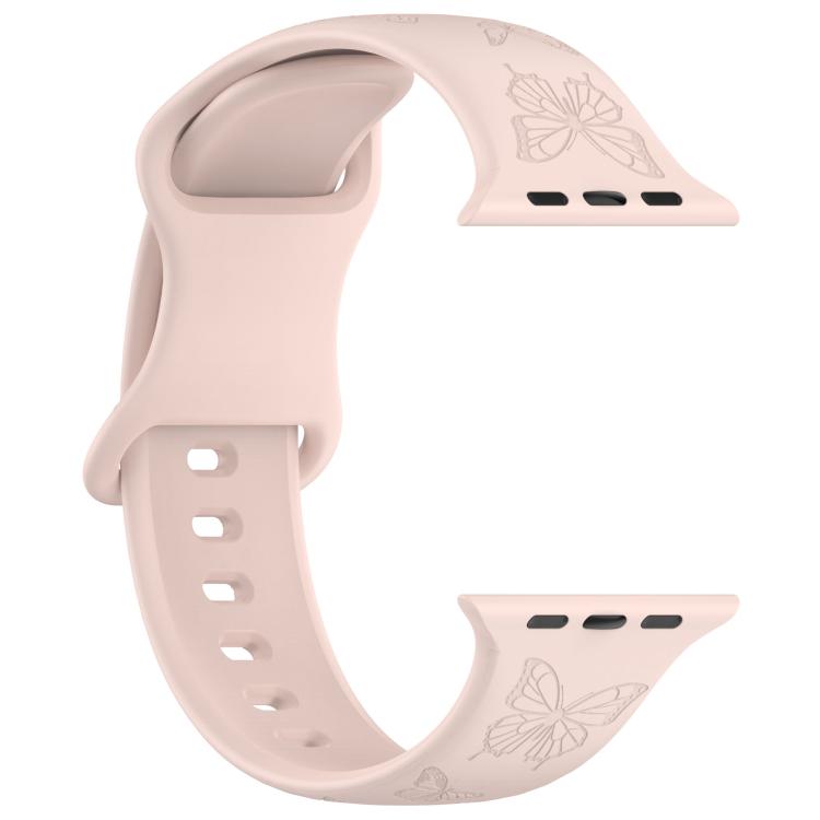 For Apple Watch 42mm / 41mm / 40mm / 38mm Kalebol 8-shaped Buckle Butterfly Embossed Silicone Watch Band(Sand Pink) - Watch Bands by Kalebol | Online Shopping UK | buy2fix