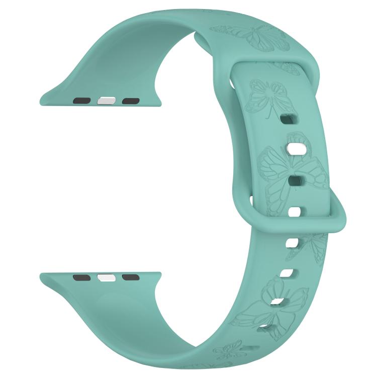 For Apple Watch 42mm / 41mm / 40mm / 38mm Kalebol 8-shaped Buckle Butterfly Embossed Silicone Watch Band(Cactus Green) - Watch Bands by Kalebol | Online Shopping UK | buy2fix