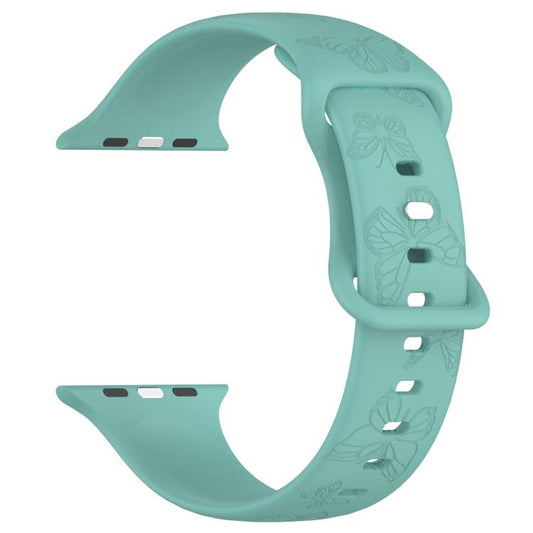 For Apple Watch 42mm / 41mm / 40mm / 38mm Kalebol 8-shaped Buckle Butterfly Embossed Silicone Watch Band(Cactus Green) - Watch Bands by Kalebol | Online Shopping UK | buy2fix