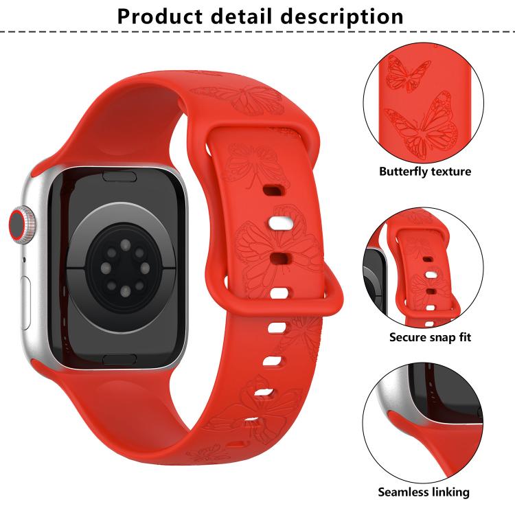 For Apple Watch 42mm / 41mm / 40mm / 38mm Kalebol 8-shaped Buckle Butterfly Embossed Silicone Watch Band(Light Green) - Watch Bands by Kalebol | Online Shopping UK | buy2fix