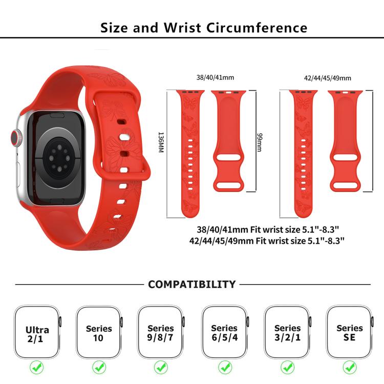 For Apple Watch 42mm / 41mm / 40mm / 38mm Kalebol 8-shaped Buckle Butterfly Embossed Silicone Watch Band(Coffee) - Watch Bands by Kalebol | Online Shopping UK | buy2fix