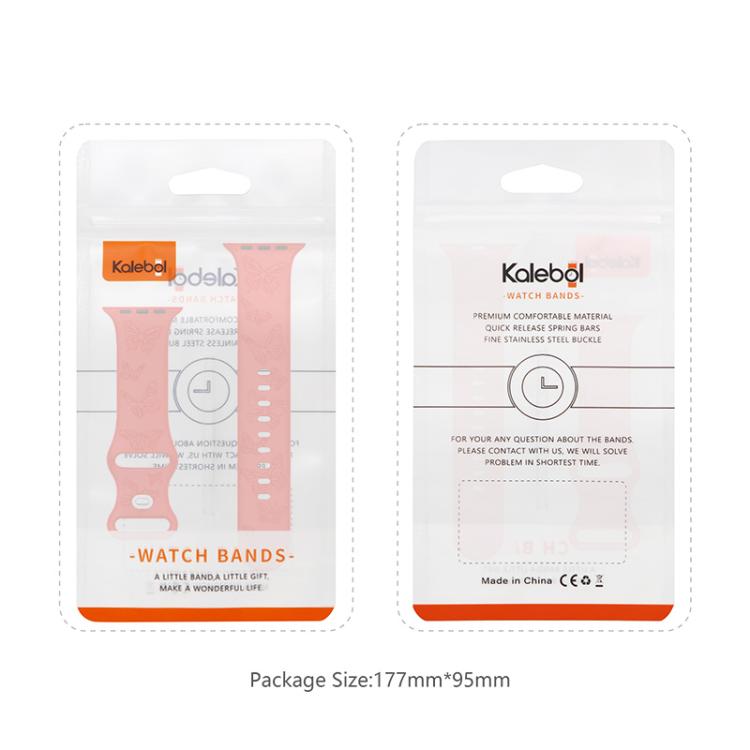 For Apple Watch 42mm / 41mm / 40mm / 38mm Kalebol 8-shaped Buckle Butterfly Embossed Silicone Watch Band(Red) - Watch Bands by Kalebol | Online Shopping UK | buy2fix