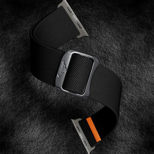 For Apple Watch 42mm / 41mm / 40mm / 38mm Kalebol Bull Bead Buckle Elastic Nylon Watch Band(Black) - Watch Bands by Kalebol | Online Shopping UK | buy2fix