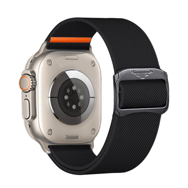 For Apple Watch 42mm / 41mm / 40mm / 38mm Kalebol Bull Bead Buckle Elastic Nylon Watch Band(Black) - Watch Bands by Kalebol | Online Shopping UK | buy2fix