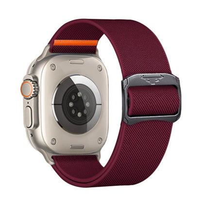 For Apple Watch 42mm / 41mm / 40mm / 38mm Kalebol Bull Bead Buckle Elastic Nylon Watch Band(Wine Red) - Watch Bands by Kalebol | Online Shopping UK | buy2fix