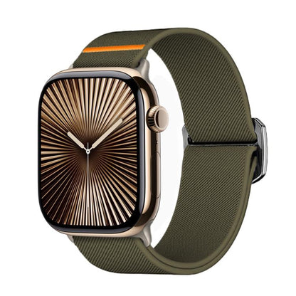 For Apple Watch 42mm / 41mm / 40mm / 38mm Kalebol Bull Bead Buckle Elastic Nylon Watch Band(Army Green) - Watch Bands by Kalebol | Online Shopping UK | buy2fix