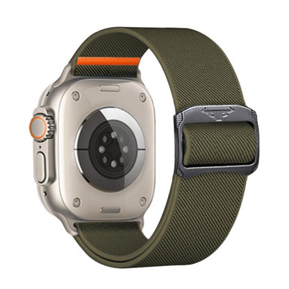 For Apple Watch 42mm / 41mm / 40mm / 38mm Kalebol Bull Bead Buckle Elastic Nylon Watch Band(Army Green) - Watch Bands by Kalebol | Online Shopping UK | buy2fix