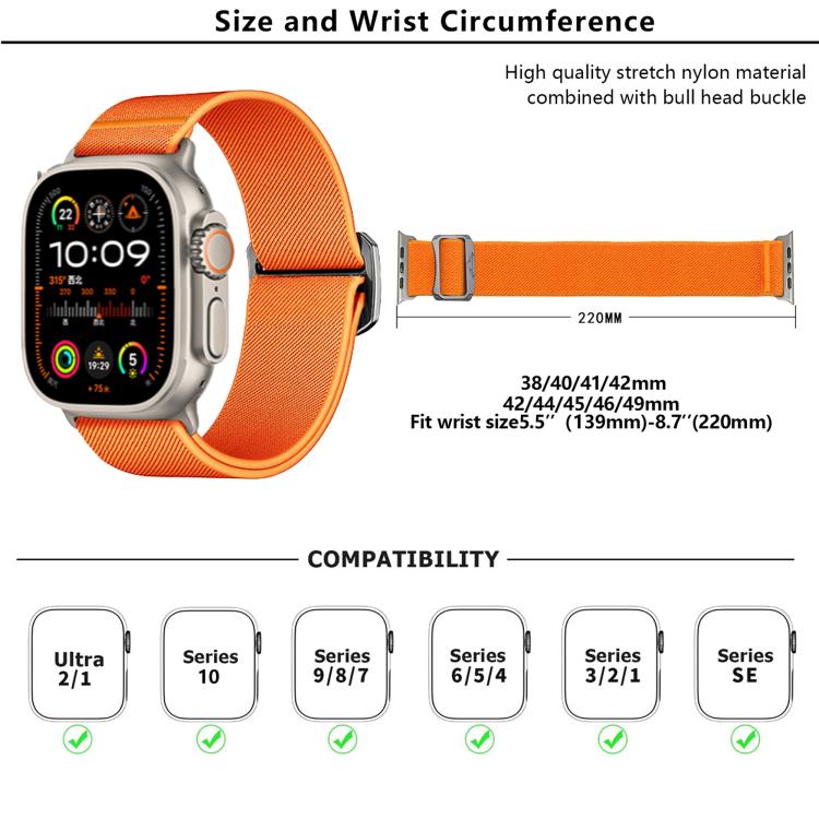 For Apple Watch 42mm / 41mm / 40mm / 38mm Kalebol Bull Bead Buckle Elastic Nylon Watch Band(Army Green) - Watch Bands by Kalebol | Online Shopping UK | buy2fix