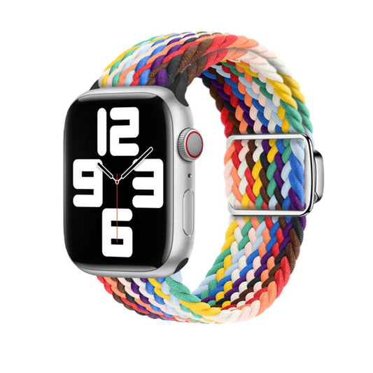 For Apple Watch 46mm / 49mm / 45mm / 44mm Kalebol Nylon Loop Magnetic Buckle Watch Band(Official Rainbow) - Watch Bands by Kalebol | Online Shopping UK | buy2fix