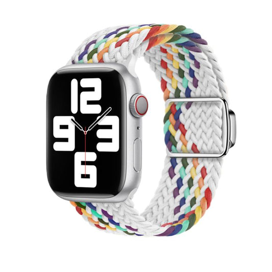 For Apple Watch 42mm / 41mm / 40mm / 38mm Kalebol Nylon Loop Magnetic Buckle Watch Band(White Rainbow) - Watch Bands by Kalebol | Online Shopping UK | buy2fix