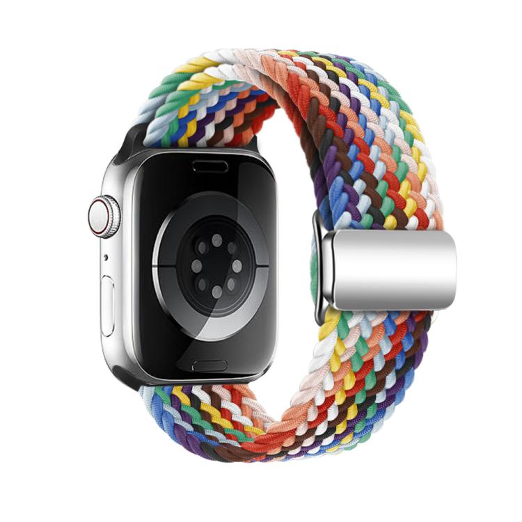 For Apple Watch 42mm / 41mm / 40mm / 38mm Kalebol Nylon Loop Magnetic Buckle Watch Band(Official Rainbow) - Watch Bands by Kalebol | Online Shopping UK | buy2fix