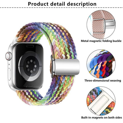 For Apple Watch 42mm / 41mm / 40mm / 38mm Kalebol Nylon Loop Magnetic Buckle Watch Band(Official Rainbow) - Watch Bands by Kalebol | Online Shopping UK | buy2fix