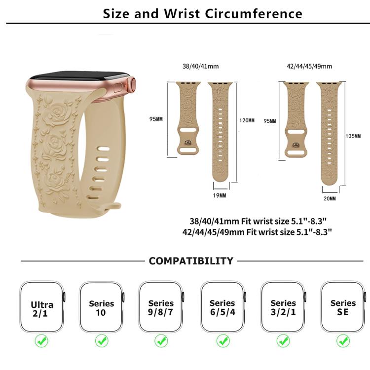For Apple Watch 42mm / 41mm / 40mm / 38mm Kalebol 8-shaped Buckle Rose Embossed Silicone Watch Band(Pine Green) - Watch Bands by Kalebol | Online Shopping UK | buy2fix