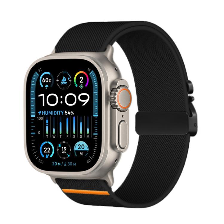 For Apple Watch 46mm / 49mm / 45mm / 44mm Kalebol Parachute Buckle Elastic Nylon Watch Band(Black) - Watch Bands by Kalebol | Online Shopping UK | buy2fix