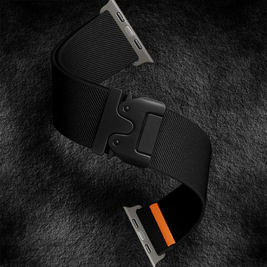 For Apple Watch 42mm / 41mm / 40mm / 38mm Kalebol Parachute Buckle Elastic Nylon Watch Band(Black) - Watch Bands by Kalebol | Online Shopping UK | buy2fix