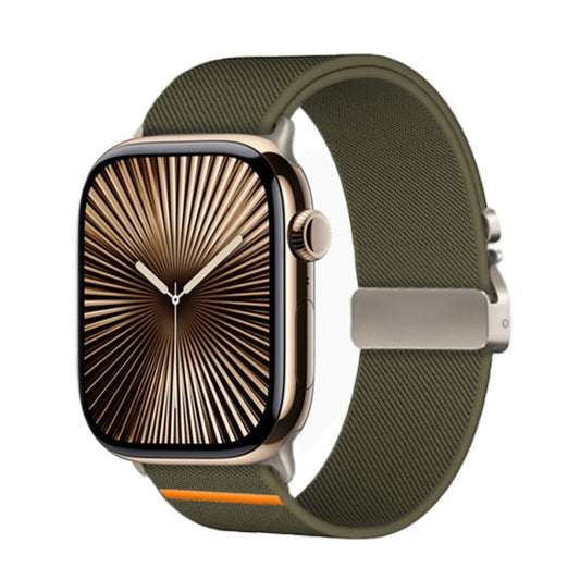 For Apple Watch 42mm / 41mm / 40mm / 38mm Kalebol Parachute Buckle Elastic Nylon Watch Band(Army Green) - Watch Bands by Kalebol | Online Shopping UK | buy2fix