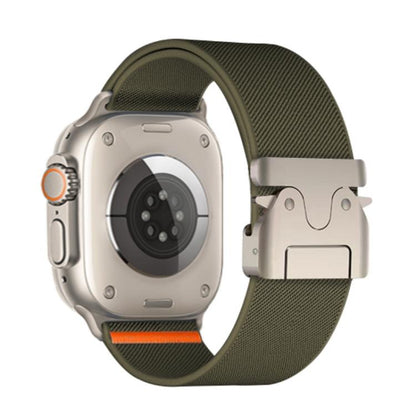 For Apple Watch 42mm / 41mm / 40mm / 38mm Kalebol Parachute Buckle Elastic Nylon Watch Band(Army Green) - Watch Bands by Kalebol | Online Shopping UK | buy2fix