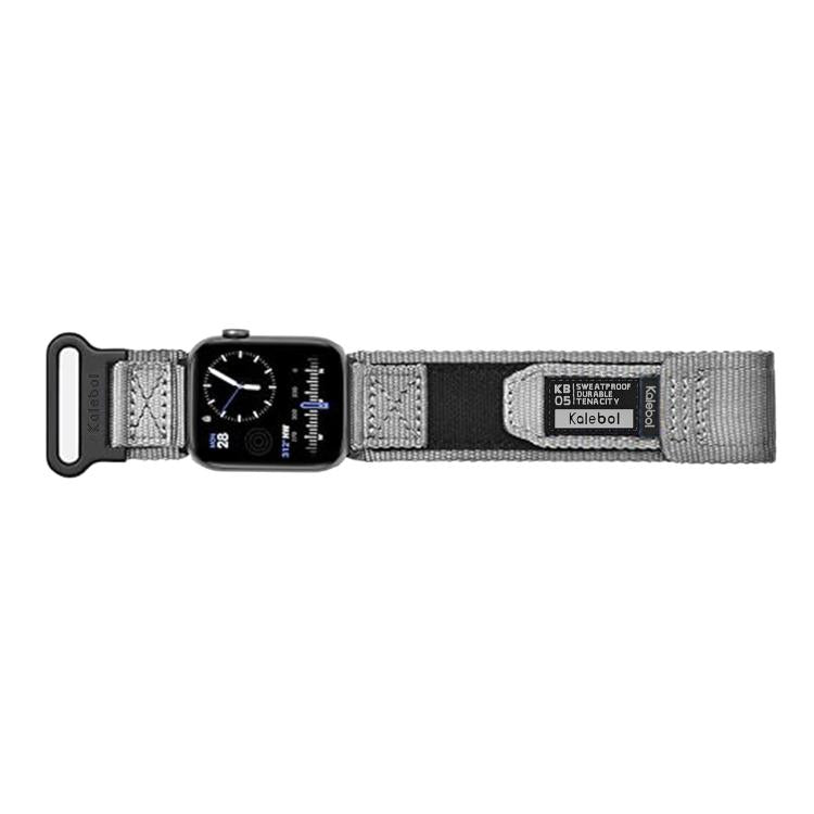 For Apple Watch 42mm / 41mm / 40mm / 38mm Kalebol Canvas Nylon Hook and Loop Watch Band(Grey) - Watch Bands by Kalebol | Online Shopping UK | buy2fix