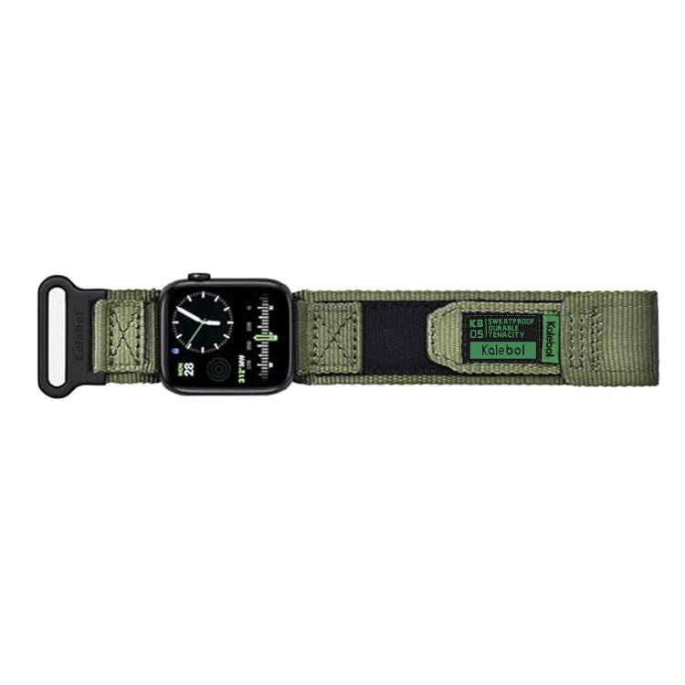 For Apple Watch 42mm / 41mm / 40mm / 38mm Kalebol Canvas Nylon Hook and Loop Watch Band(Army Green) - Watch Bands by Kalebol | Online Shopping UK | buy2fix
