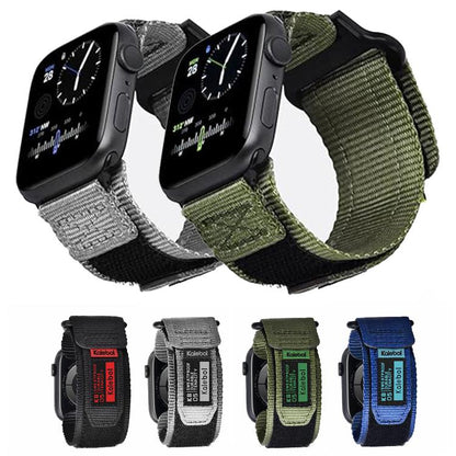 For Apple Watch 42mm / 41mm / 40mm / 38mm Kalebol Canvas Nylon Hook and Loop Watch Band(Army Green) - Watch Bands by Kalebol | Online Shopping UK | buy2fix