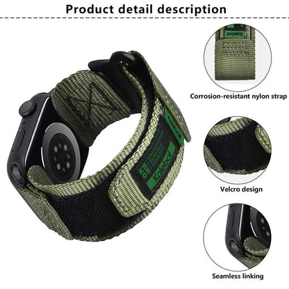For Apple Watch 42mm / 41mm / 40mm / 38mm Kalebol Canvas Nylon Hook and Loop Watch Band(Black) - Watch Bands by Kalebol | Online Shopping UK | buy2fix