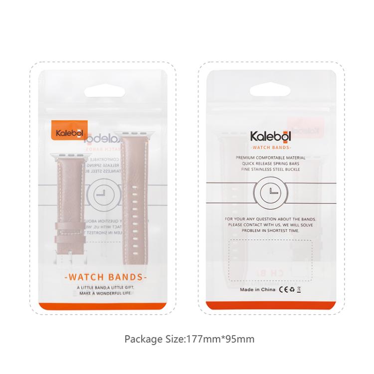 For Apple Watch 42mm / 41mm / 40mm / 38mm Kalebol Stitched Genuine Leather Watch Band(Pull Up Leather Black) - Watch Bands by Kalebol | Online Shopping UK | buy2fix