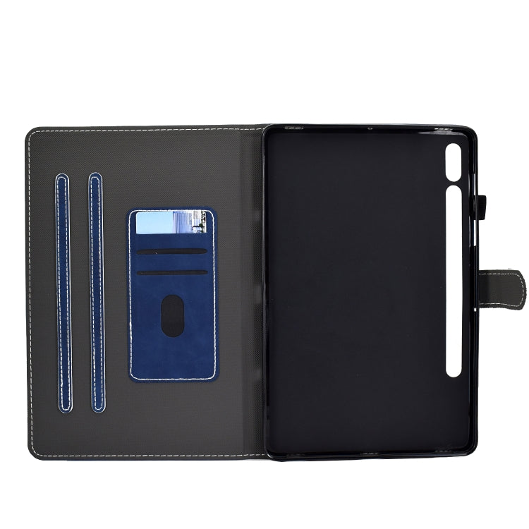 For Samsung Galaxy Tab S8 / Galaxy Tab S7 T870 Cowhide Texture Horizontal Flip Leather Case with Holder & Card Slots & Sleep / Wake-up Function(Blue) by buy2fix