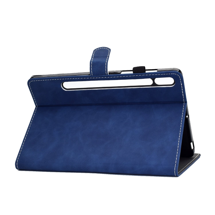 For Samsung Galaxy Tab S8 / Galaxy Tab S7 T870 Cowhide Texture Horizontal Flip Leather Case with Holder & Card Slots & Sleep / Wake-up Function(Blue) by buy2fix