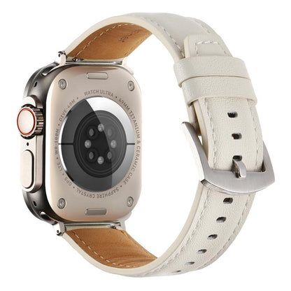 For Apple Watch 42mm / 41mm / 40mm / 38mm Kalebol Plain Genuine Leather Watch Band(White) - Watch Bands by Kalebol | Online Shopping UK | buy2fix