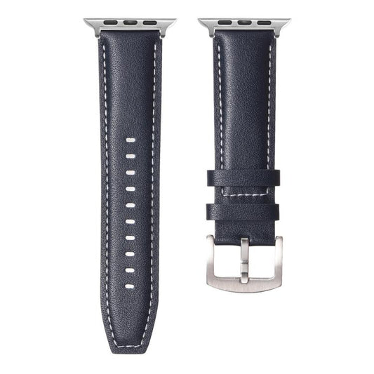 For Apple Watch 42mm / 41mm / 40mm / 38mm Kalebol Plain Genuine Leather Watch Band(Dark Blue) - Watch Bands by Kalebol | Online Shopping UK | buy2fix