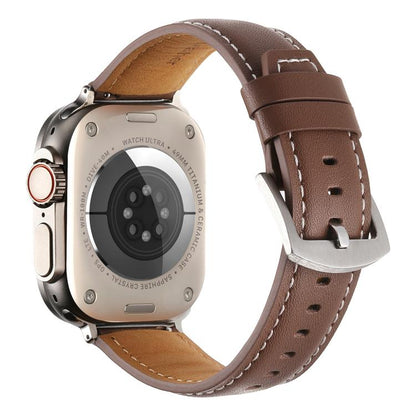 For Apple Watch 42mm / 41mm / 40mm / 38mm Kalebol Plain Genuine Leather Watch Band(Dark Brown) - Watch Bands by Kalebol | Online Shopping UK | buy2fix