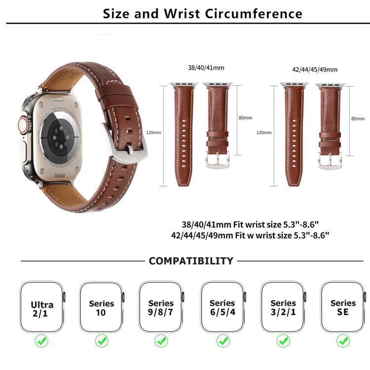 For Apple Watch 42mm / 41mm / 40mm / 38mm Kalebol Plain Genuine Leather Watch Band(Black) - Watch Bands by Kalebol | Online Shopping UK | buy2fix