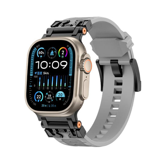 For Apple Watch 46mm / 49mm / 45mm / 44mm Kalebol Armor TPU Watch Band(Black Grey) - Watch Bands by Kalebol | Online Shopping UK | buy2fix