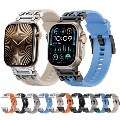 For Apple Watch 42mm / 41mm / 40mm / 38mm Kalebol Armor TPU Watch Band(Silver Light Blue) - Watch Bands by Kalebol | Online Shopping UK | buy2fix