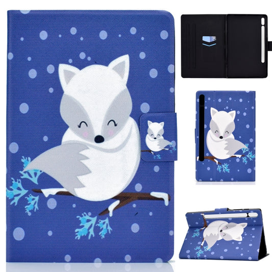 For Samsung Galaxy Tab S8 / Galaxy Tab S7 T870 Electric Pressed Left Right Flat Leather Case with Sleep Function Pen Cover & Card Slot & Holder(Arctic Fox) by buy2fix