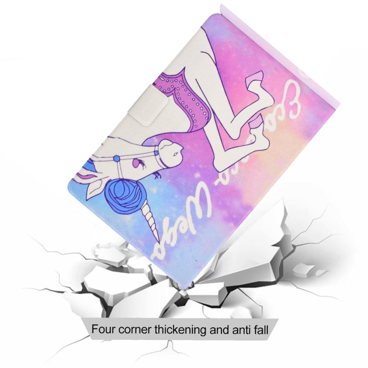 For Samsung Galaxy Tab S8 / Galaxy Tab S7 T870 Electric Pressed Left Right Flat Leather Case with Sleep Function Pen Cover & Card Slot & Holder(Pink Horse) by buy2fix