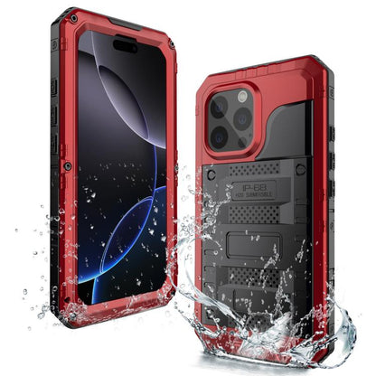 For iPhone 16 Pro Max Four-proof Metal Hybrid Silicone Phone Case(Red) - iPhone 16 Pro Max Cases by buy2fix | Online Shopping UK | buy2fix