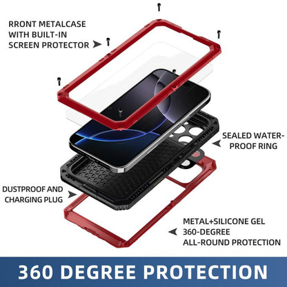 For iPhone 16 Pro Max Four-proof Metal Hybrid Silicone Phone Case(Red) - iPhone 16 Pro Max Cases by buy2fix | Online Shopping UK | buy2fix