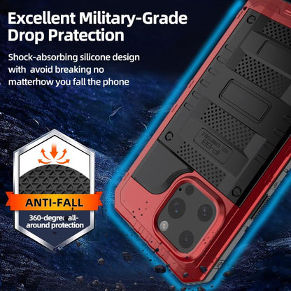 For iPhone 16 Pro Four-proof Metal Hybrid Silicone Phone Case(Red) - iPhone 16 Pro Cases by buy2fix | Online Shopping UK | buy2fix