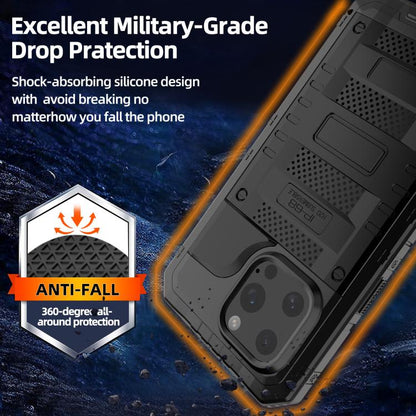 For iPhone 16 Pro Four-proof Metal Hybrid Silicone Phone Case(Black) - iPhone 16 Pro Cases by buy2fix | Online Shopping UK | buy2fix