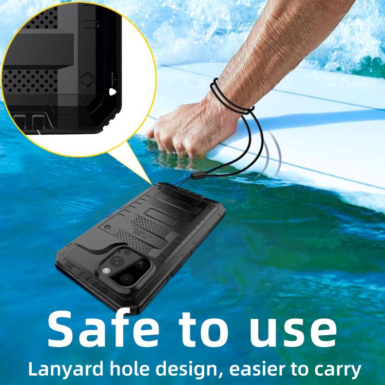 For iPhone 16 Pro Four-proof Metal Hybrid Silicone Phone Case(Black) - iPhone 16 Pro Cases by buy2fix | Online Shopping UK | buy2fix