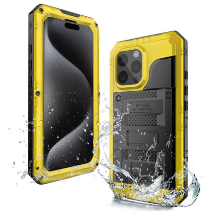 For iPhone 15 Pro Max Four-proof Metal Hybrid Silicone Phone Case(Yellow) - iPhone 15 Pro Max Cases by buy2fix | Online Shopping UK | buy2fix