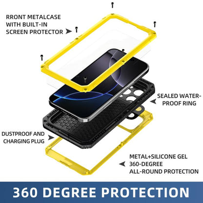 For iPhone 15 Pro Max Four-proof Metal Hybrid Silicone Phone Case(Yellow) - iPhone 15 Pro Max Cases by buy2fix | Online Shopping UK | buy2fix