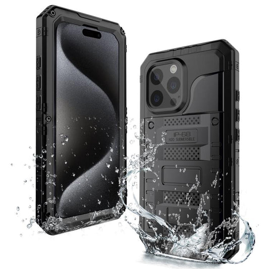 For iPhone 15 Pro Four-proof Metal Hybrid Silicone Phone Case(Black) - iPhone 15 Pro Cases by buy2fix | Online Shopping UK | buy2fix