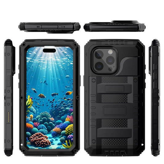 For iPhone 15 Pro Four-proof Metal Hybrid Silicone Phone Case(Black) - iPhone 15 Pro Cases by buy2fix | Online Shopping UK | buy2fix